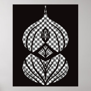 Mid Century Modern Geometric Black White  Poster