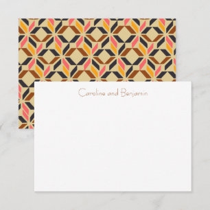 Mid Century Modern Geometric Brown Custom Couple Thank You Card