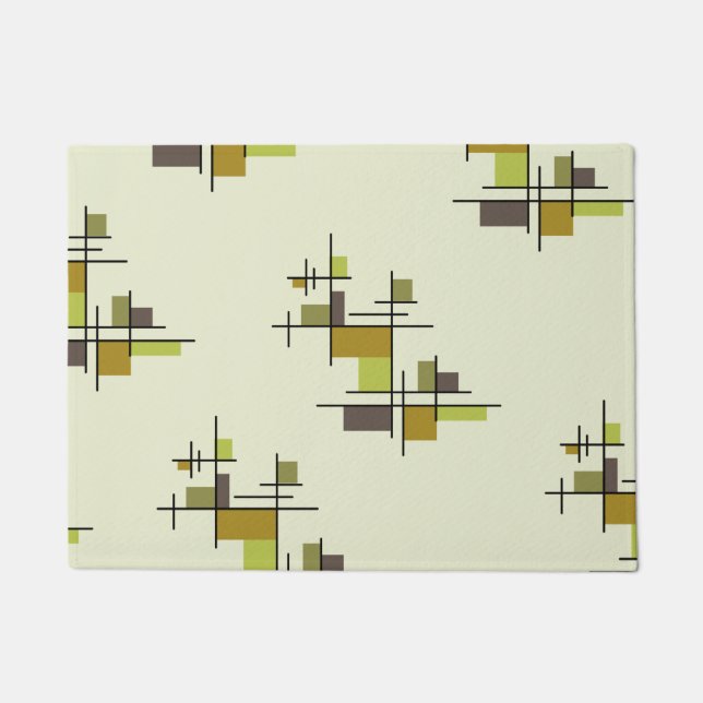 Mid Century Modern Geometric Chartreuse Doormat (Front)