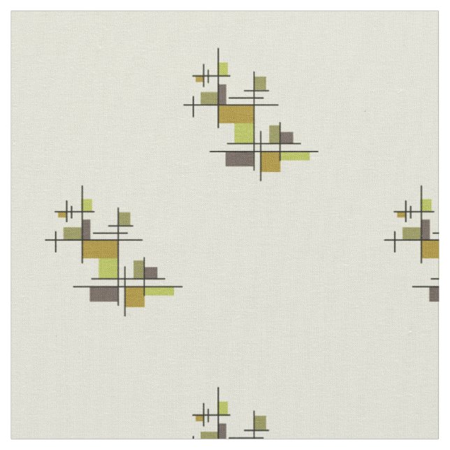 Mid Century Modern Geometric Chartreuse Fabric (Close Up)