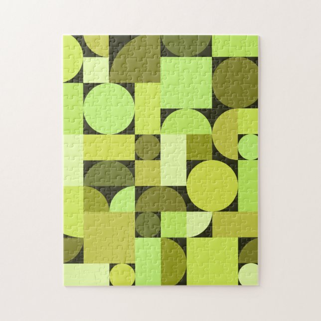 Mid Century Modern Geometric Chartreuse Jigsaw Puzzle (Vertical)