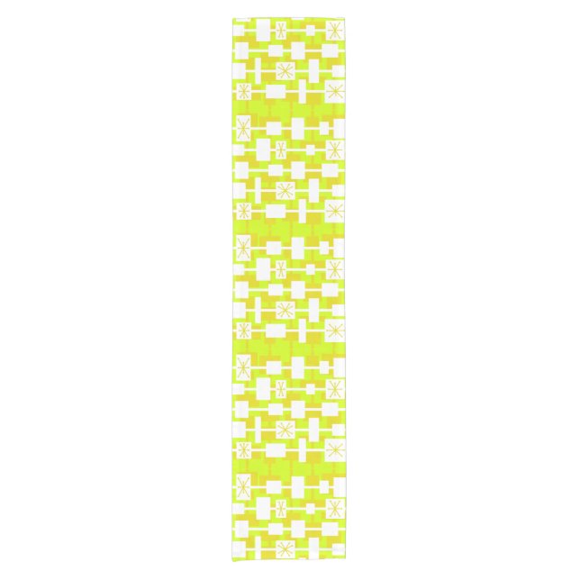 Mid Century Modern Geometric Chartreuse Short Table Runner (Front)