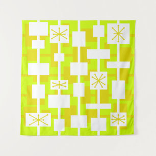 Mid Century Modern Geometric Chartreuse Tapestry