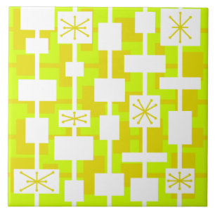 Mid Century Modern Geometric Chartreuse Tile