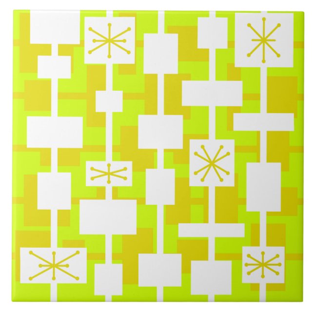 Mid Century Modern Geometric Chartreuse Tile (Front)