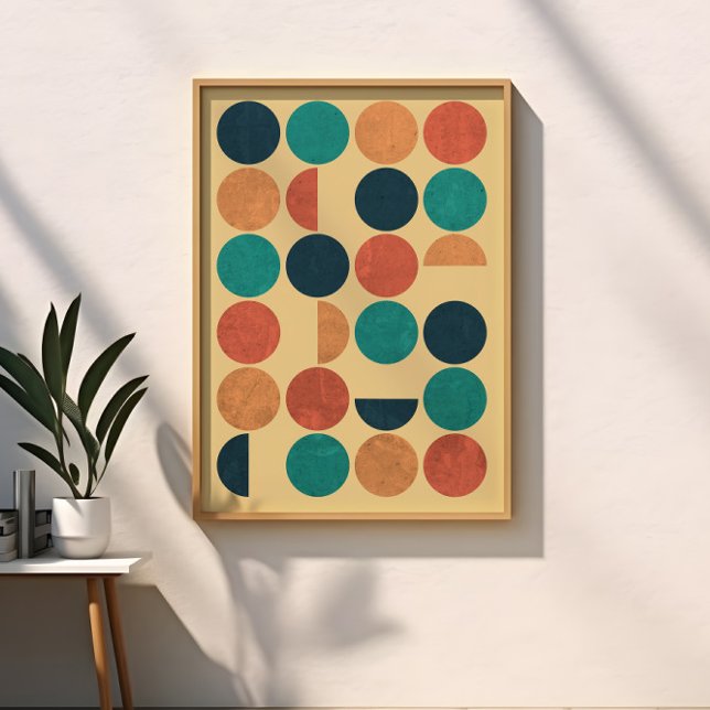 Mid Century Modern Geometric Circles Abstract Art Poster (Creator Uploaded)