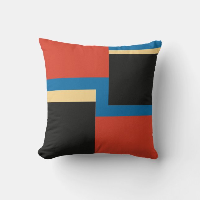 Mid Century Modern Geometric Colour Block Square Throw Pillow (Front)