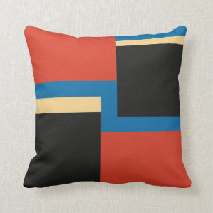 Mid Century Modern Geometric Colour Block Square Throw Pillow