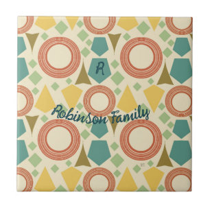 Mid Century Modern Geometric Colourful Personalize Tile