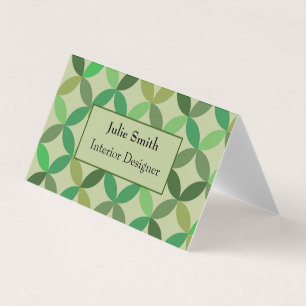 Mid century modern geometric custom green business card