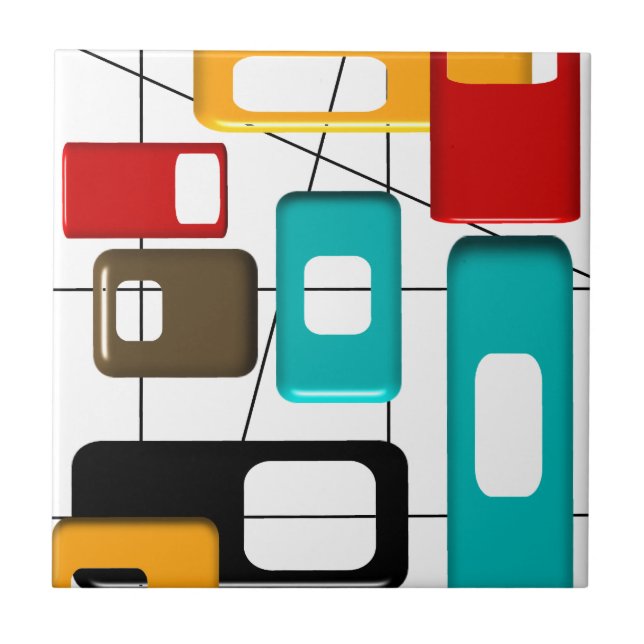 Mid-Century Modern Geometric Design Gifts Tile (Front)