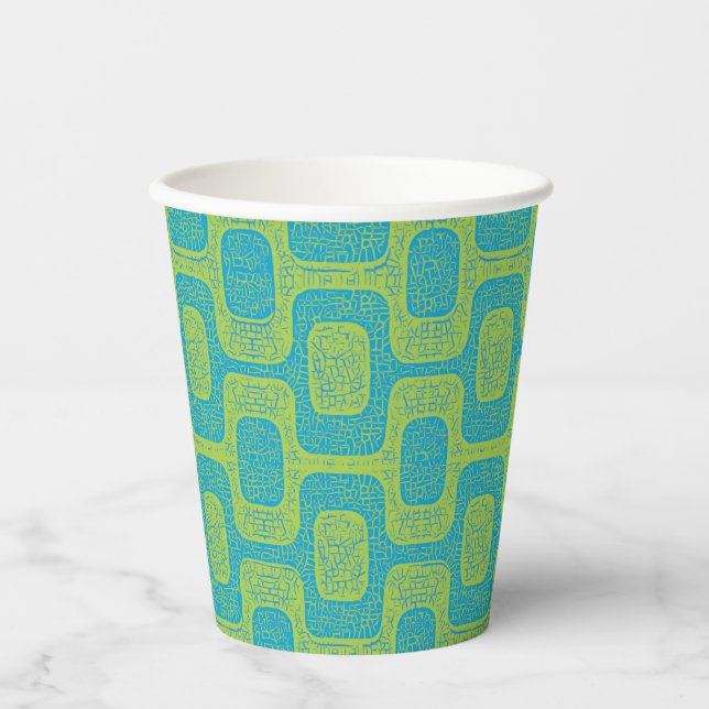 Mid-Century Modern Geometric Design Paper Cups (Front)