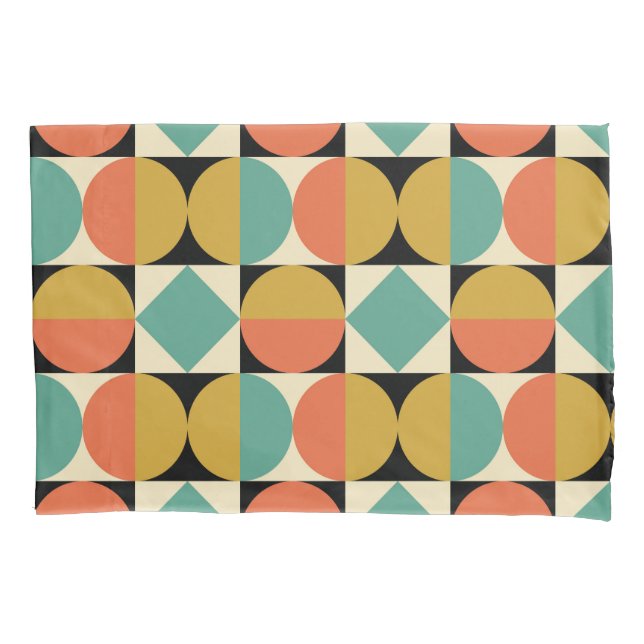 Mid Century Modern Geometric Design Pillowcase (Front-Left)