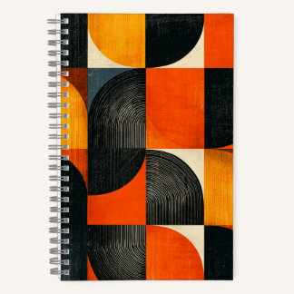 Mid Century Modern Geometric Fall Colours Notebook