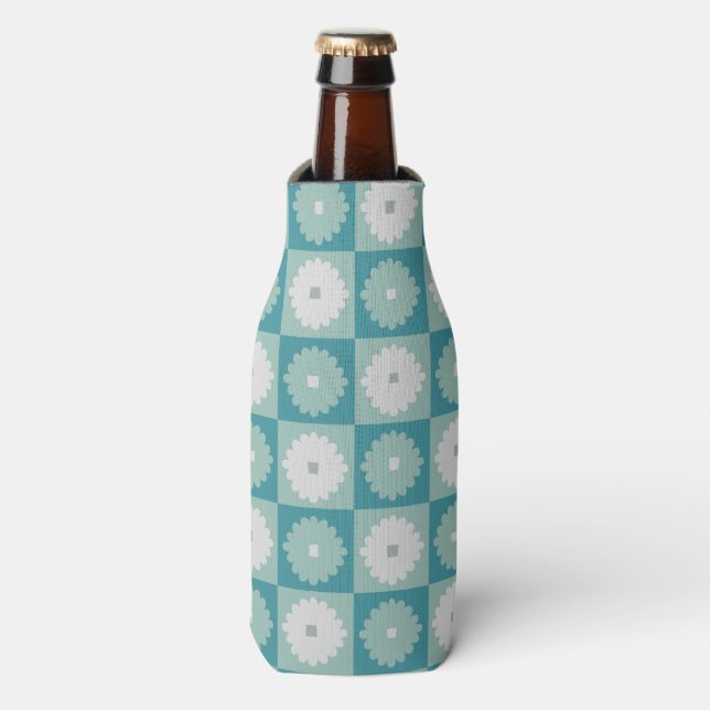 Mid Century Modern Geometric Flowers Bottle Cooler (Bottle Front)