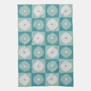 Mid Century Modern Geometric Flowers Kitchen Towel
