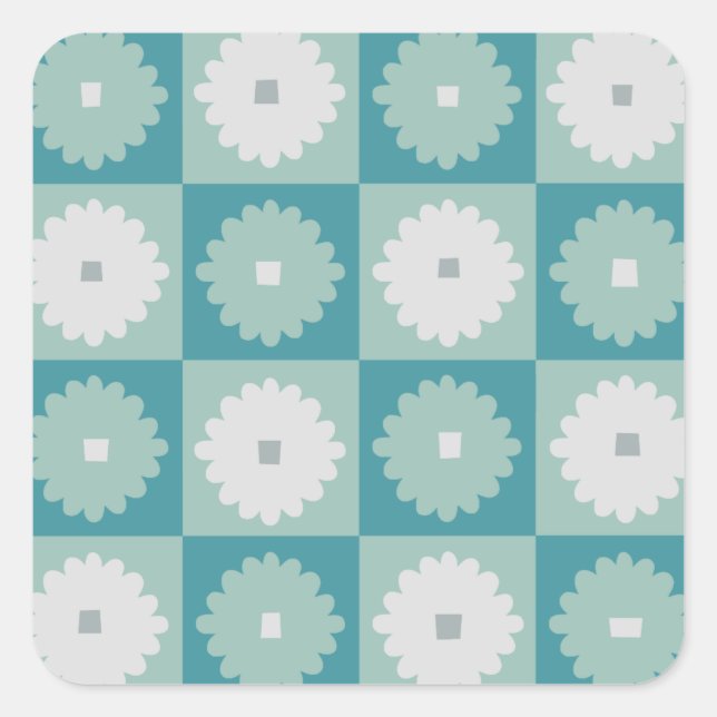 Mid Century Modern Geometric Flowers Stickers (Front)