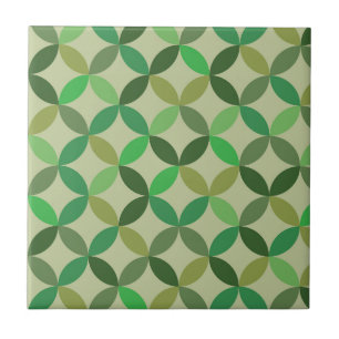 Mid Century Modern Geometric Green Circles Pattern Tile