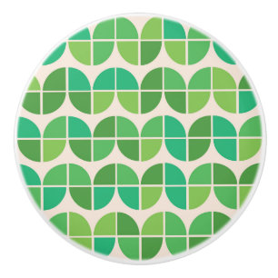  Mid Century Modern Geometric Green Pattern  Ceramic Knob