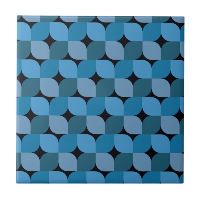 Mid century Modern Geometric in Blue and Turquoise Tile (Front)