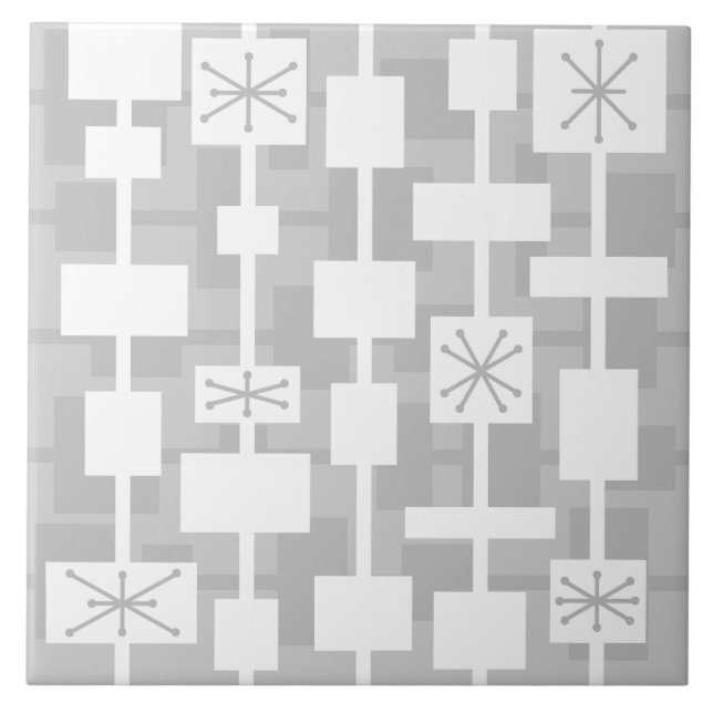 Mid Century Modern Geometric Light Grey Tile (Front)