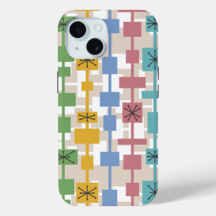 Mid Century Modern Geometric Multicolored 1 iPhone 15 Case