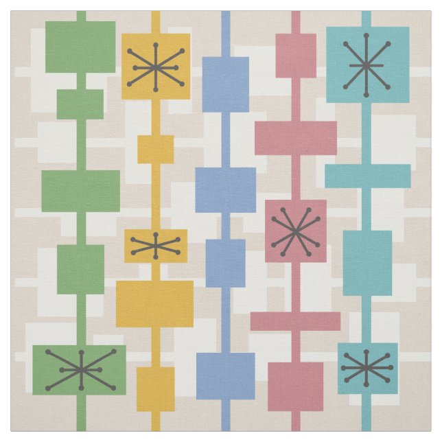 Mid Century Modern Geometric Multicolored 1 Fabric (Swatch)