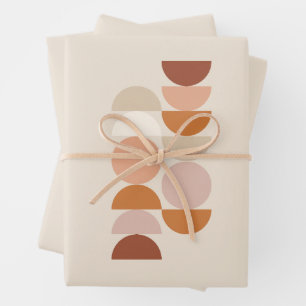 Mid Century Modern Geometric Neutral Beige Wrapping Paper Sheet