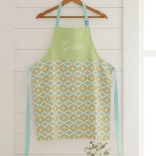 Mid Century Modern Geometric Ogee Name Apron