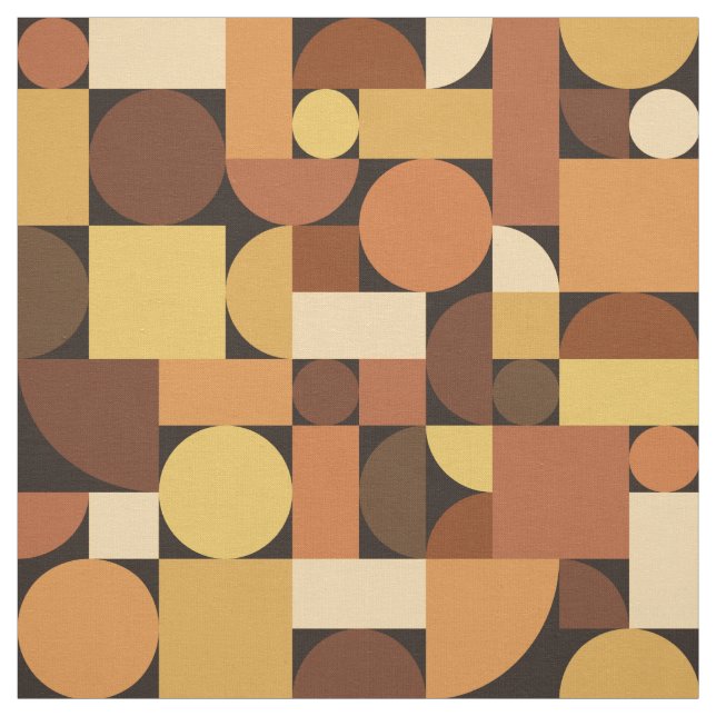 Mid Century Modern Geometric Orange Fabric (Swatch)