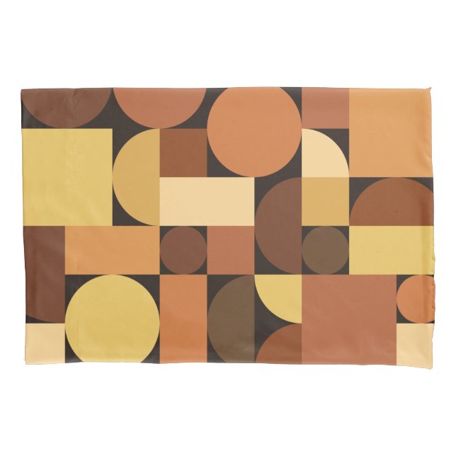 Mid Century Modern Geometric Orange Pillowcase (Front)
