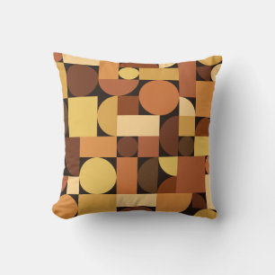 Mid Century Modern Geometric Orange Throw Pillow