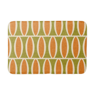 Mid Century Modern Geometric Oval Pattern Bath Mat