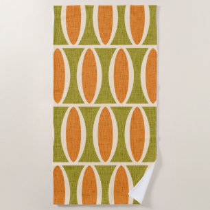 Mid Century Modern Geometric Oval Pattern Beach Towel