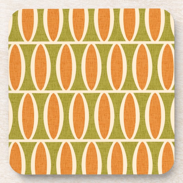 Mid Century Modern Geometric Oval Pattern Coaster (Front)