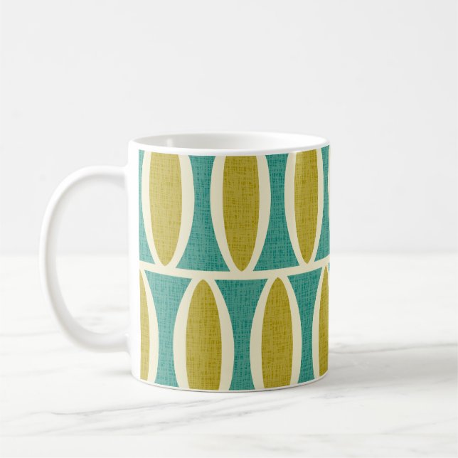 Mid Century Modern Geometric Oval Pattern Coffee Mug (Left)