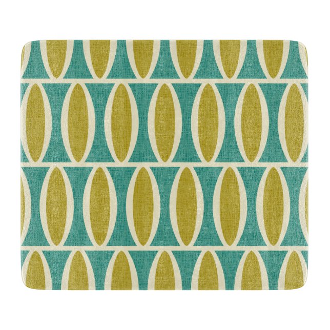 Mid Century Modern Geometric Oval Pattern Cutting Board (Front)