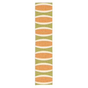 Mid Century Modern Geometric Oval Pattern Short Table Runner