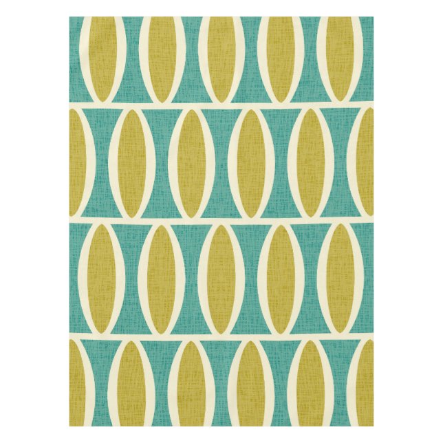 Mid Century Modern Geometric Oval Pattern Tablecloth (Front)