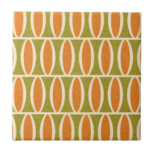 Mid Century Modern Geometric Oval Pattern Tile