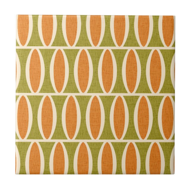 Mid Century Modern Geometric Oval Pattern Tile (Front)