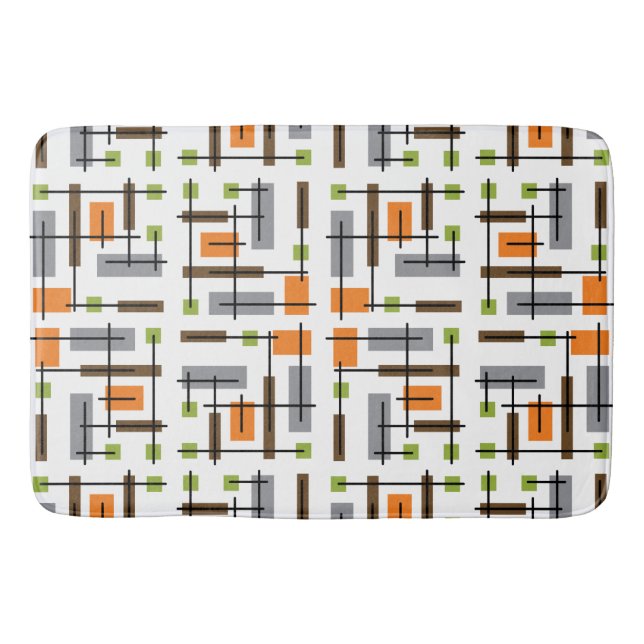 Mid Century Modern Geometric Pattern Bath Mat (Front)