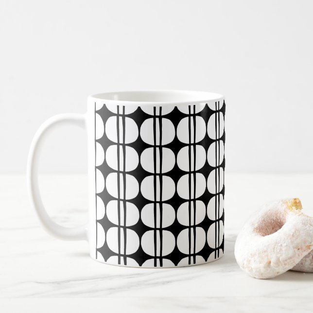 Mid Century Modern Geometric Pattern Coffee Mug (With Donut)