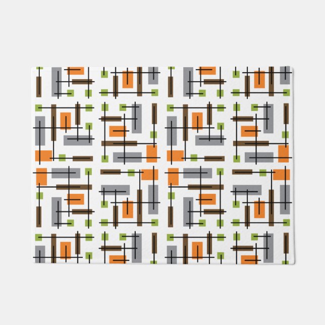 Mid Century Modern Geometric Pattern Doormat (Front)
