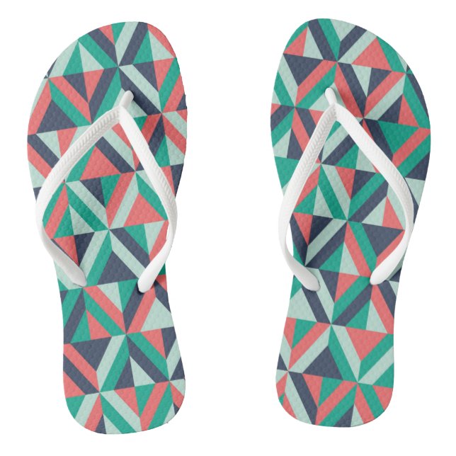 Mid-Century Modern Geometric Pattern Flip Flops (Footbed)