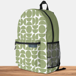 Mid Century Modern Geometric Pattern Green Printed Backpack