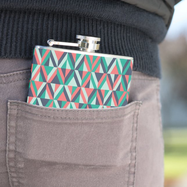 Mid-Century Modern Geometric Pattern Hip Flask (In Situ)