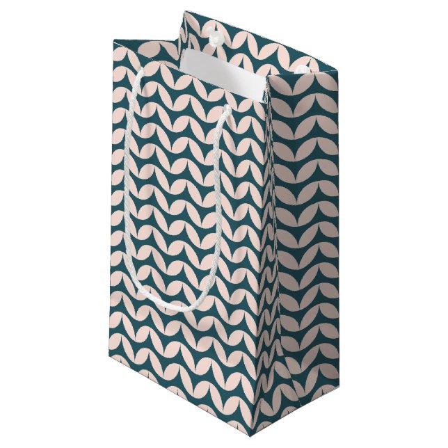 Mid Century Modern Geometric Pattern in Teal Blush Small Gift Bag (Front Angled)