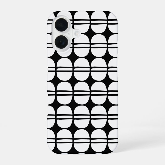 Mid Century Modern Geometric Pattern iPhone 16 Case (Back)