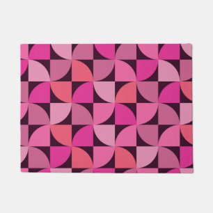 Mid Century modern geometric pattern pink   Doormat